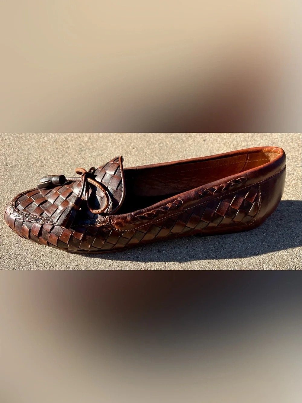 Women’s Sesto Meucci Brown Woven Leather Loafers